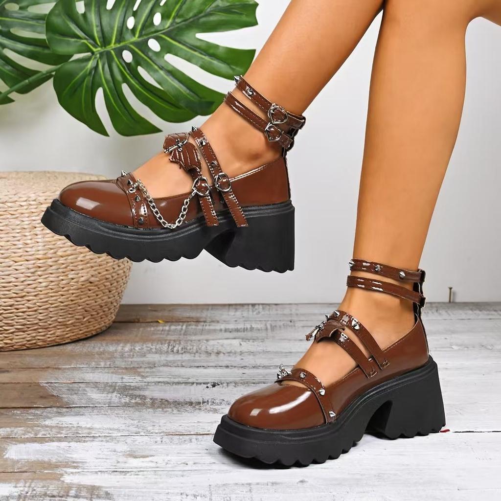 Fashionable and Sexy Bow Mary Jane Shoes Spring and Autumn New Round Toe Thick Sole Comfortable Casual Single Shoes for Women