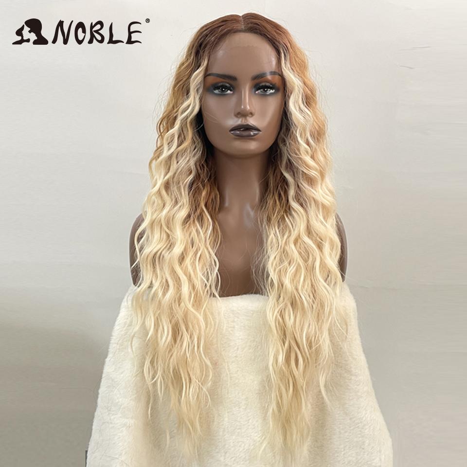 Noble Synthetic Lace Front Wig Long Wavy Ombre Blonde Wig Red Wigs Lace Part Synthetic Lace Wigs For Women Lace Front Wigs