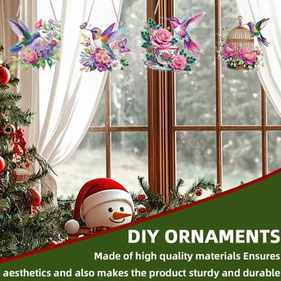 4Pcs Flower 2D Flat DIY Diamond Painting Kits Single Side Drill Hanging Gem Art Paintings Charm Crystal Painting Crafts Kit