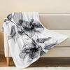 Lightweight Flannel Throw Blanket Soft Cozy, Elegant Black & White, Warm Sofa Throw for Home, Christmas & Halloween Use