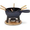 Set À Fondue - HKOENIG - MONT JOUX - 6 Personnes - Fonte Émaillée - Socle En Bois Naturel