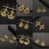 Boucles d'Oreilles Lotus Élégantes ajourées pour Femmes Pendentif Fleur Ronde Bijoux Charme Yoga