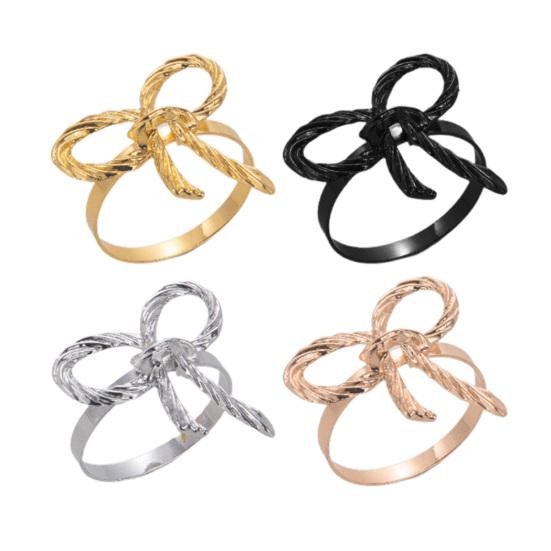Napkin Rings with Bow Decor Zinc Alloy Napkin Holders Wedding Party Decoration Table Setting Accessories