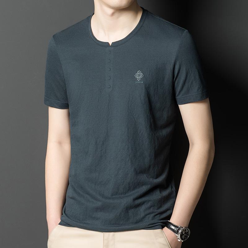 

Новая летняя мужская свободная футболка с короткими рукавами, мужская рубашка, повседневная однотонная футболка с круглым вырезом XXXL