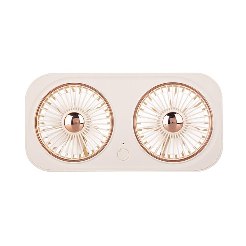 Dual-head Desktop Fan Portable USB Desk Fan with 360° Rotation for Home Office