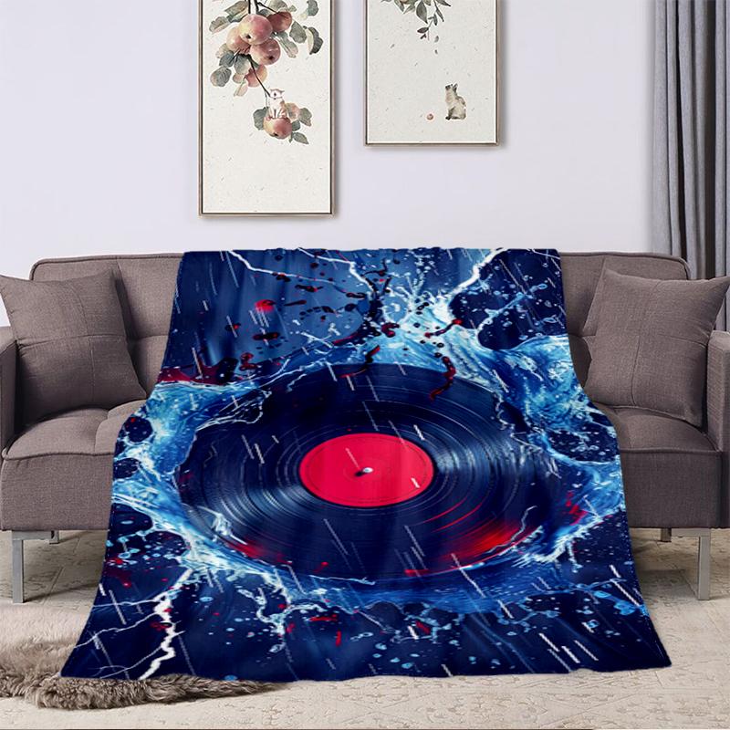 1PC Music Records printed blanket, all season lightweight home office outdoor nap multifunctional blanket A13