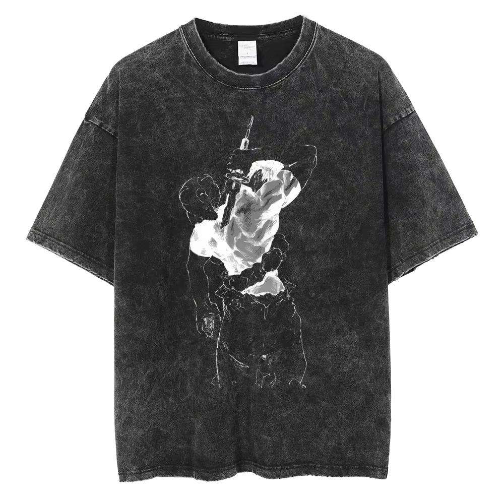 

Anime Jujutsu Kaisen Ryomen Sukuna Acid Wash New TShirt Retro Crew Neck Mens Streetwear cotton TShirt Unisex L