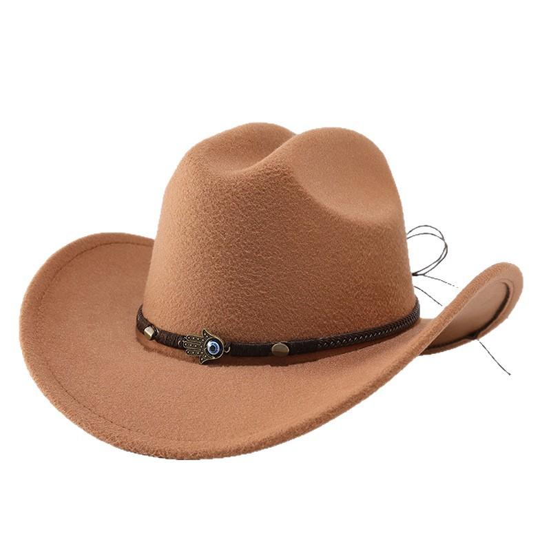 Ethnic style hat women's felt western cowboy hat summer couple top hat men's high-end retro jazz hat