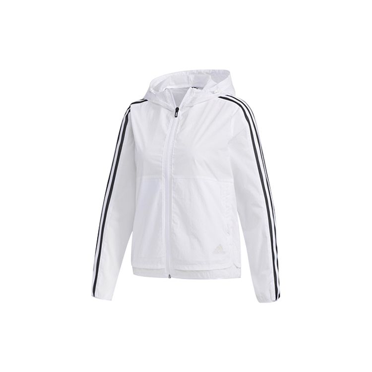 adidas Women s Three Stripes Printing Hooded Jacket White Black FM9257 XS