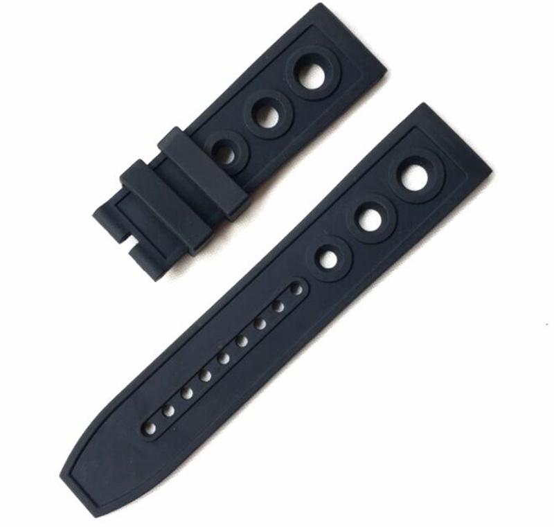 New Luxury Blue Red Black Yellow Silicone Rubber Watchband 22mm Smooth Hole Strap Fit For Breit-ling Avenger Superocean Watch