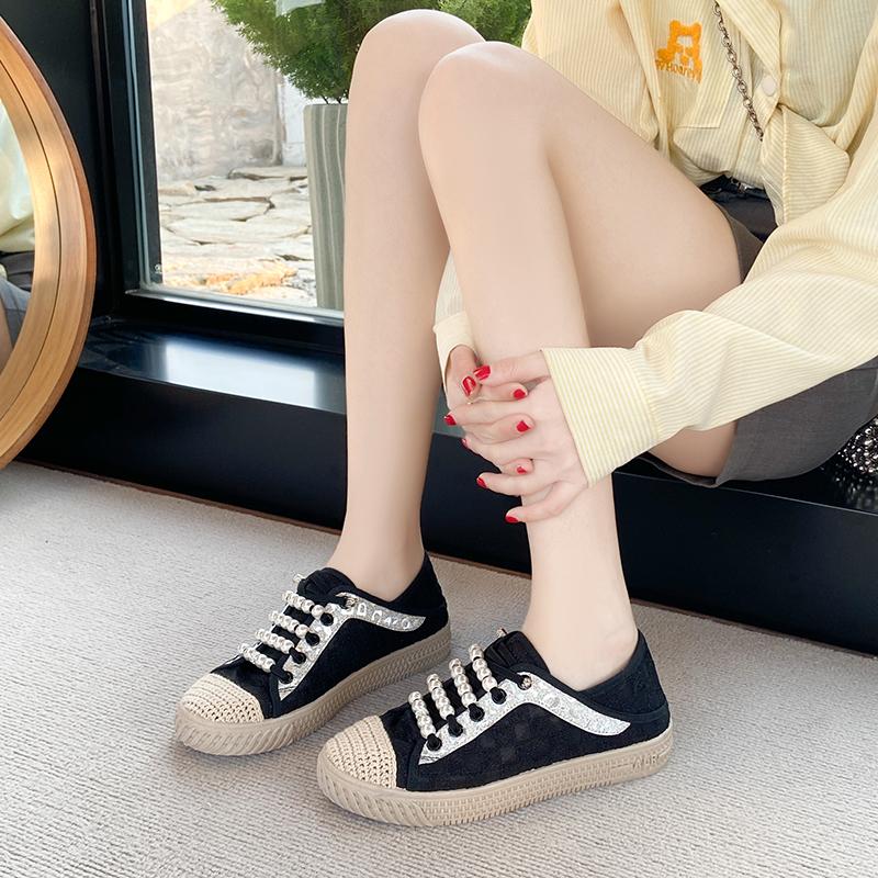 CRLAYDK Summer Women's Slip On Espadrilles Loafers Breathable Lace Jacquard Shoes Dressy Casual Lightweight Travel Walking Flats