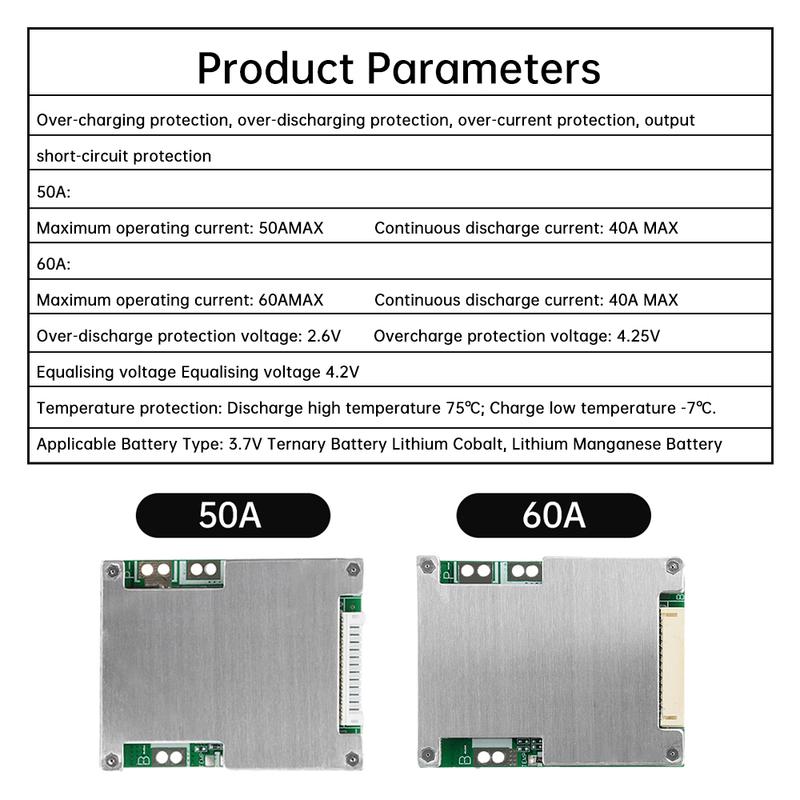 13S 48V Lithium Battery Charging Protection Board Same/Split Port BMS Equalizer Module Temp Control Battery Management System