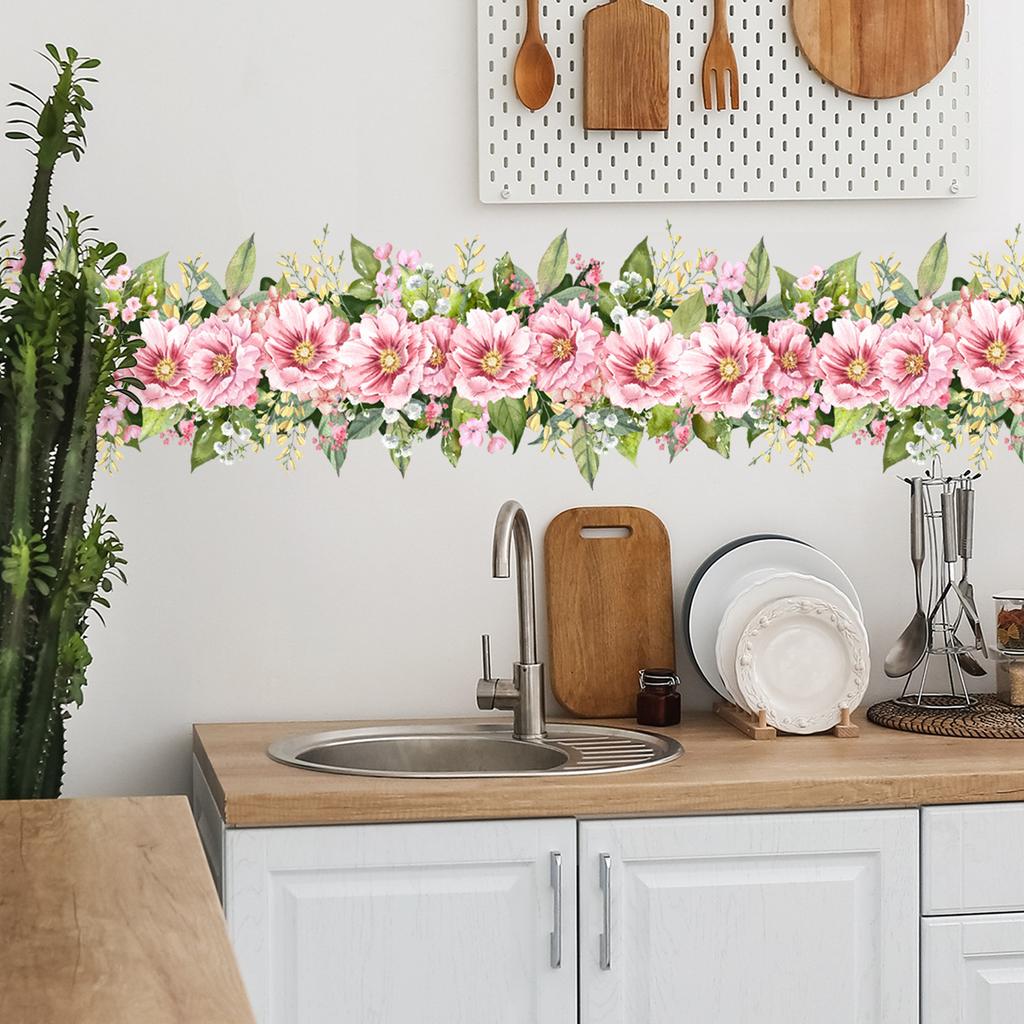 Ms6332-Z Fresh Plant Flower Waist Line Skirting Wall Sticker Living Room Bedroom Home Decoration Quantity Can Be Negotiated