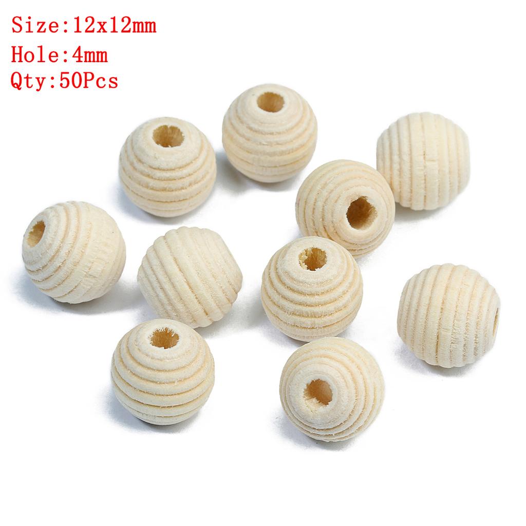 Natural Round Wood Beads Oval Loose Spacer Rosary Bead Large Hole Jewelry Bracelets Diy Unsex Charm Wholesale Supplies
