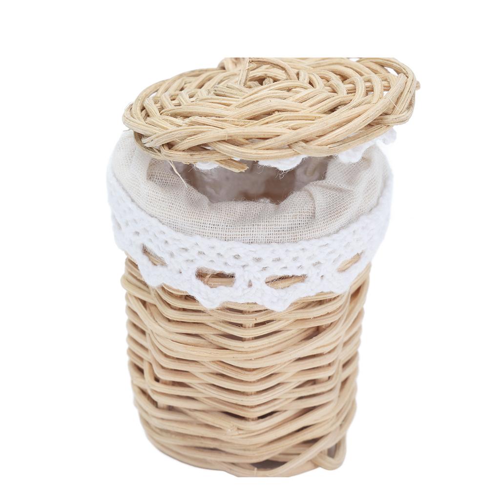 1/12 Doll House Basket Decoration Mini Bamboo Basket Doll House Accessory Lace Bamboo Basket