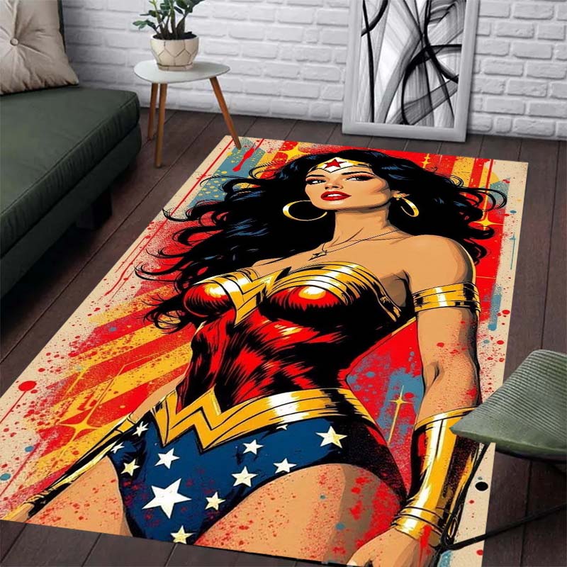 Wonder Woman Pattern Rug - Non-slip Kitchen & Outdoor Rug, Yoga Rug, Home & Bedroom Decor, Birthday Gift