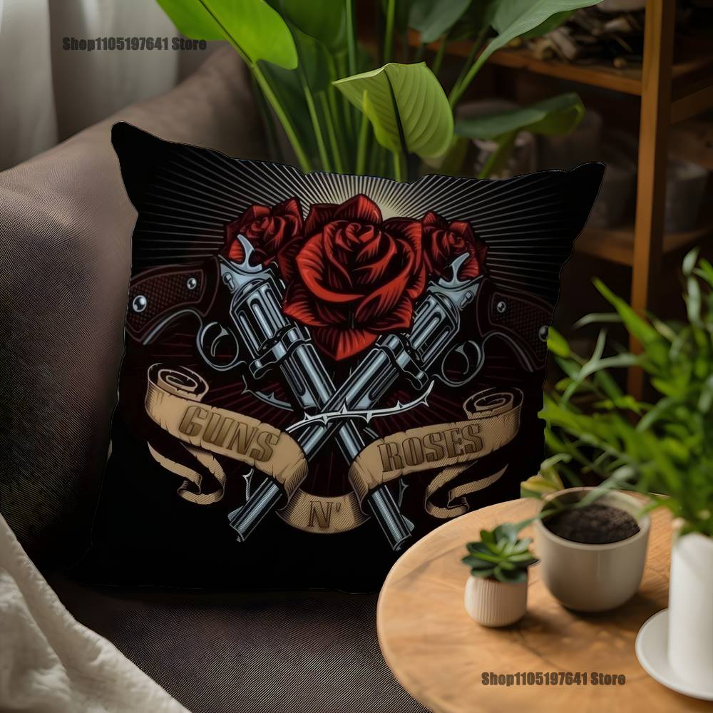 Band G-Guns N Roses Pillow Case For Sofa Decor Car Office Room Printing Cushion Cover Decorations and Protector