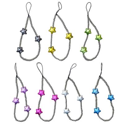 DIY Star Beaded Phone Chain Portable CellPhone Strap Lanyard Mobile Phone Pendant Decoration Exquisite Key Car Hangings