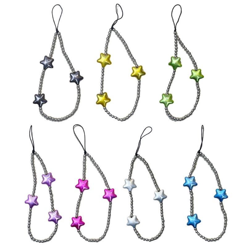 DIY Star Beaded Phone Chain Portable CellPhone Strap Lanyard Mobile Phone Pendant Decoration Exquisite Key Car Hangings