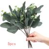 Artificial Eucalyptu Leaves Stems Eucalipto Branche Carrying Fruit Christmas Floral Bouquets Wedding Holiday Greenery Home Decor