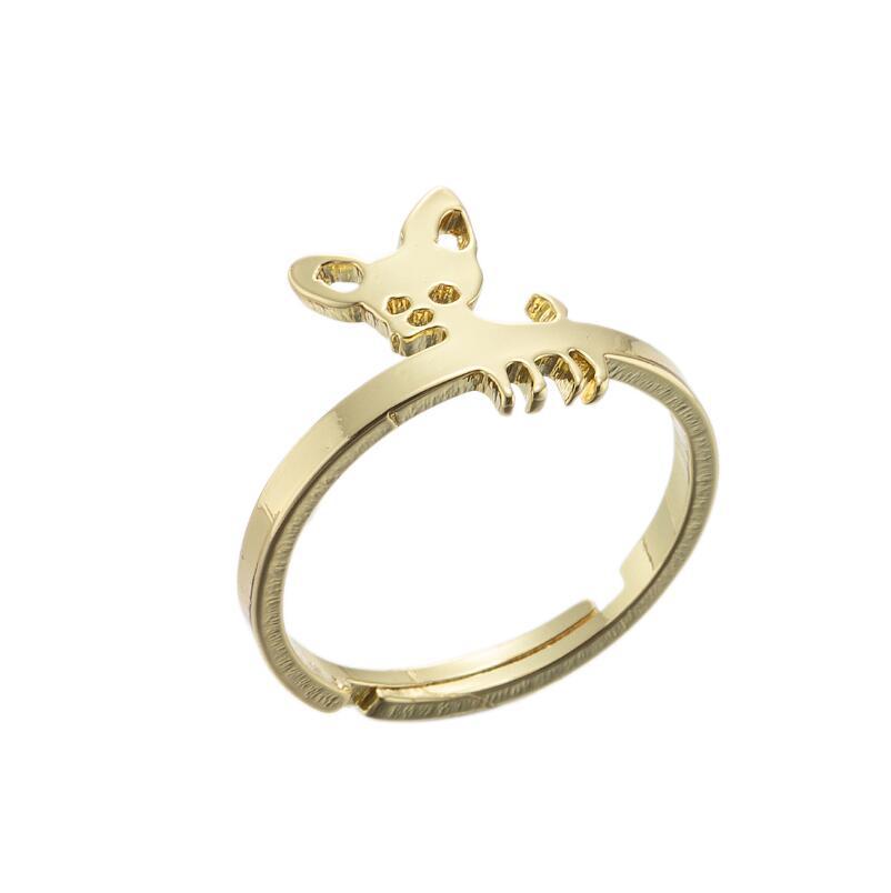 Korean Stainless Steel Moon Cat & Reindeer Butterfly Ring for Christmas