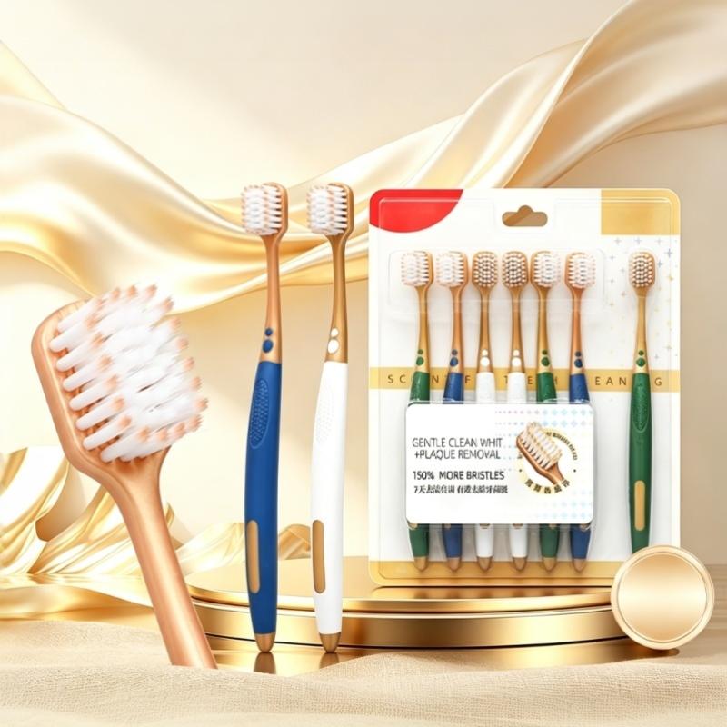 7Pcs Wide Head Adult Soft Bristle Toothbrushes Bathroom Essential Household Toothbrush for Men Women Daily Cleaning