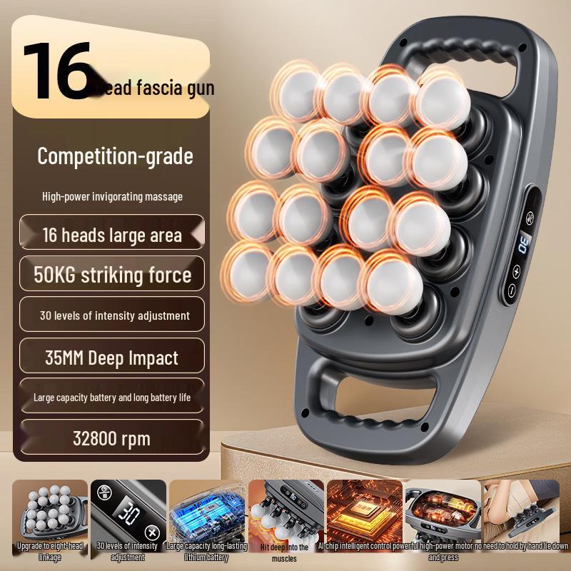 

Precision S16 Fascia Gun Muscle Massager: Multi-Head Relaxation for Men & Women, Perfect for Waist, Back, Legs, Neck. Standard сірий колір