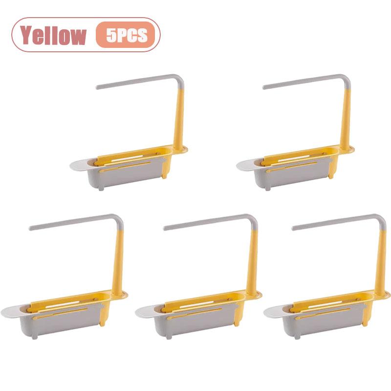 Telescopic Over Sink Organizer Rack Adjustable Kitchen Storage Tray for Soap Sponge Towel with Ventilated Design Drain Rack
