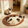Shaped Lying Siamese Cat Floor Mat Thin‑Pile 3D Visual Effect Non‑Slip Rug For Bedroom Living Room Animal Home Decor