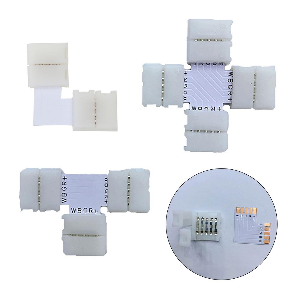 RGB LED Light Strip Solderless Adapter for T/L/X Shape Connectors for 4Pin 10mm Wide 5050 RGB LED Strip Light Connection