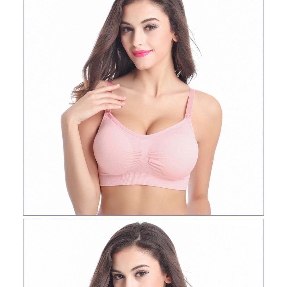 Women's Plus Size Maternity Nursing Bra, Front Open Wireless Push Up Seamless Breastfeeding Lingerie