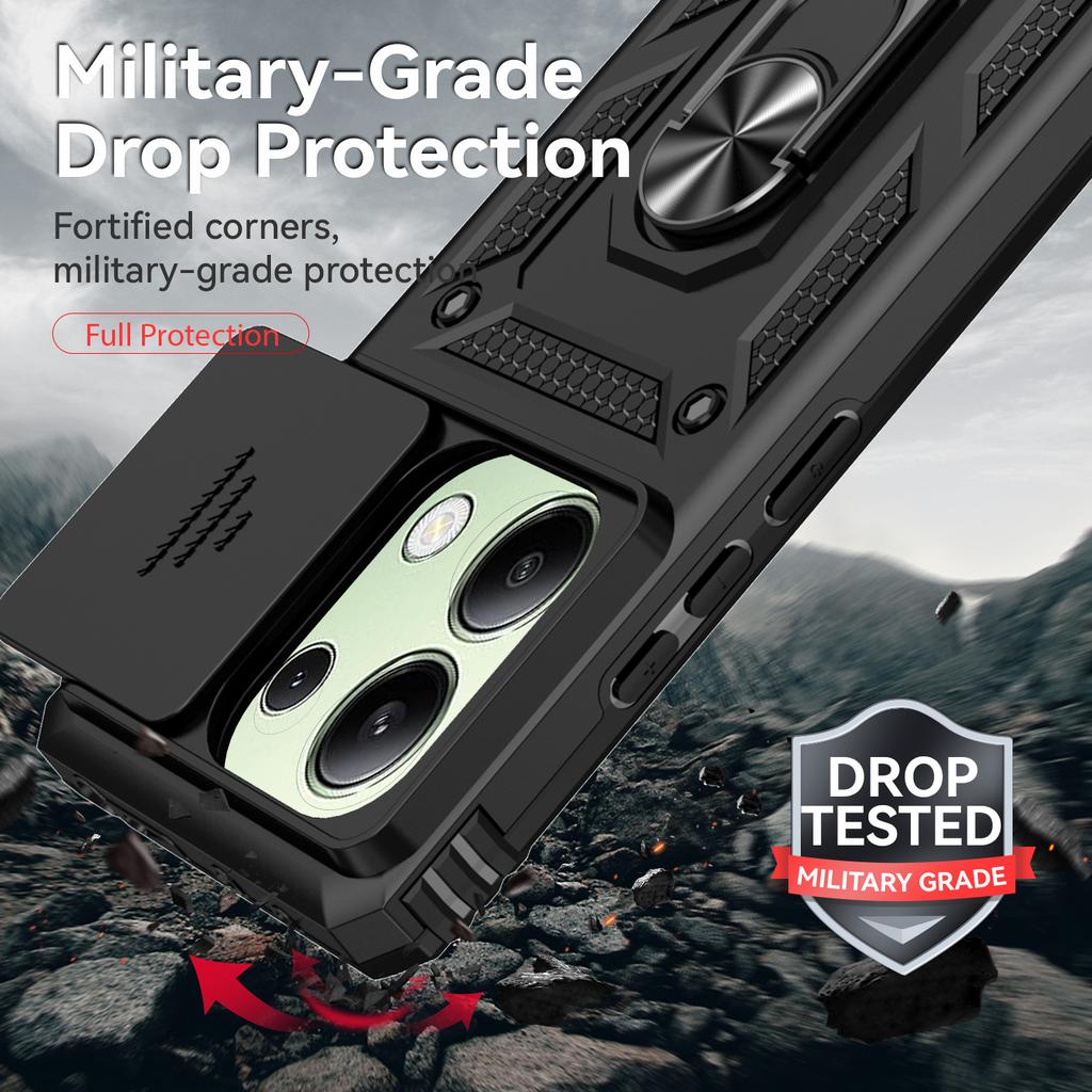 For Xiaomi Redmi Note 13 Pro 4G Case For Xiaomi Redmi Note 13 Pro 4G Cover Shockproof Armor PC Silicone Slide Camera Lens Cover