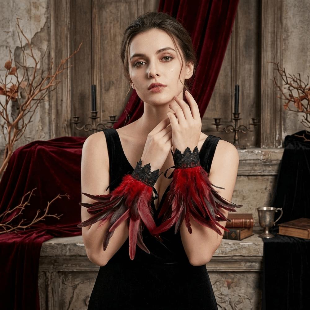 Adjustable Fluffy Feather Wrist Cuffs Black Plume Bracelet New Wristband Themed Party