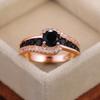 Popular, set with black zircon ring, fashionable OL women's holiday gift jewelry