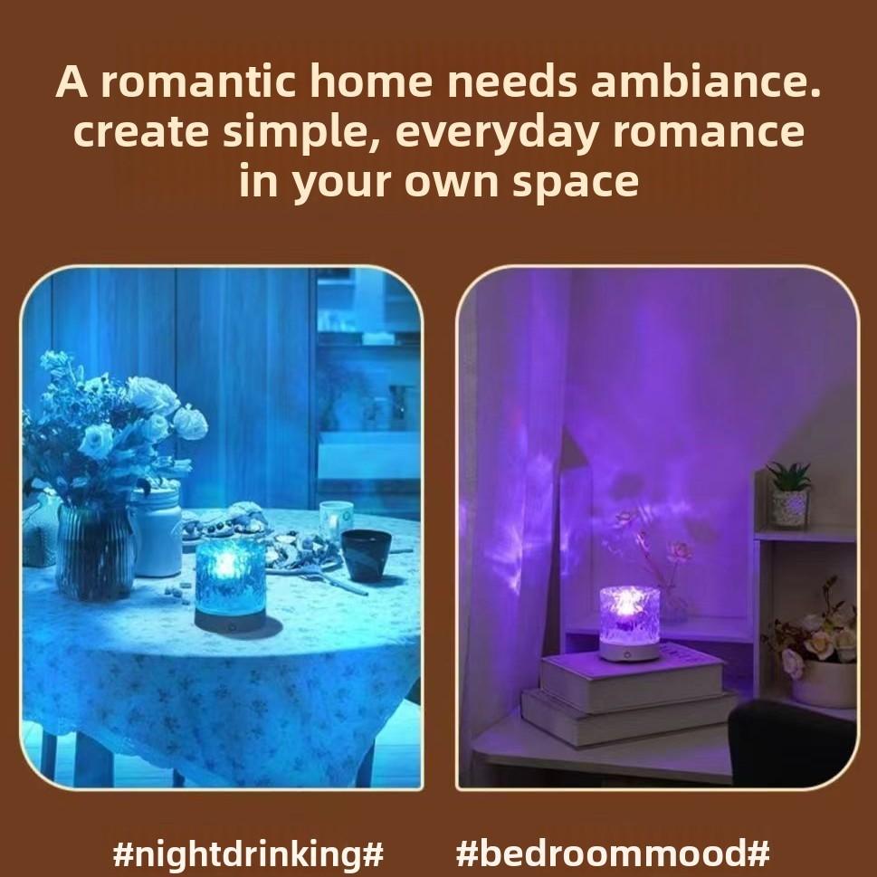 Rechargeable Rgb Water Ripple Atmosphere Lamp With Remote Control For Modern Bedroom Decor