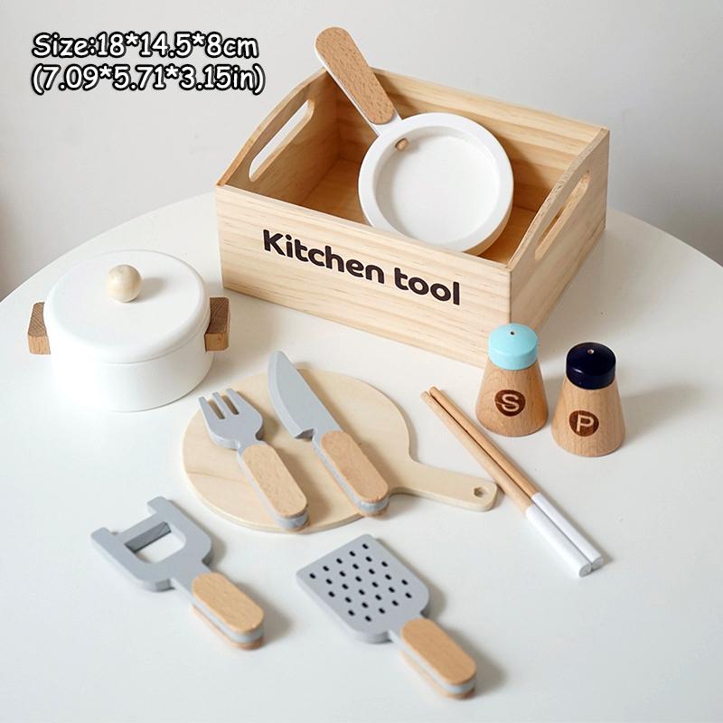 Conjunto de Brinquedos de Cozinha de Madeira para Brincadeiras de Faz de Conta Gancho Magnético Velcro Frutas Legumes Carne Sobremesa Brinquedos Educativos de Role Play