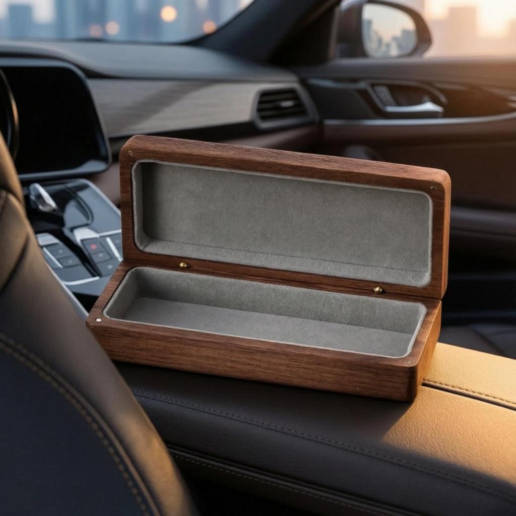 Solid Wood Eyeglasses Case Sturdy Wooden Glasses with Hinged Lid