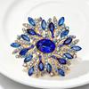 Multicolor Rhinestone Flower Brooch Shiny Crystals Gold Plated Frame For Wedding Party Formal Outfit Accessories