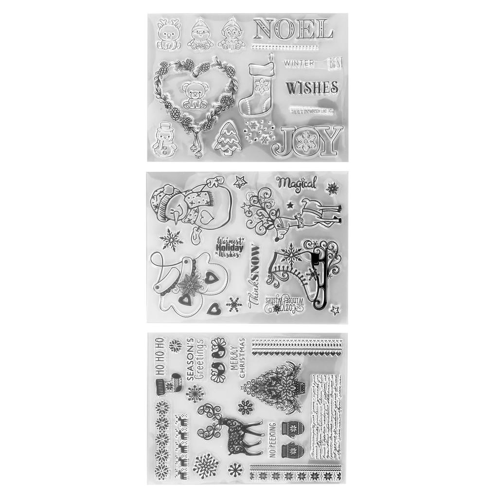 3 Stück Klare Stempel Klarer Abdruck Recycelt Sicher Weihnachten Hirsch Transparente Stempel für Bastelkarten 