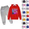 Winter Boy And Girls Color Long Sleeved Hooded Sweatshirt Two Piece Set Of Top And Pants