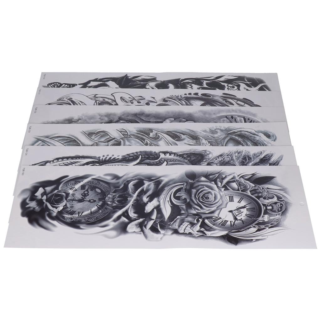 6pcs Full Arm Tattoo Sticker Temporary Waterproof Fake Tattoos Stickers for Women Men