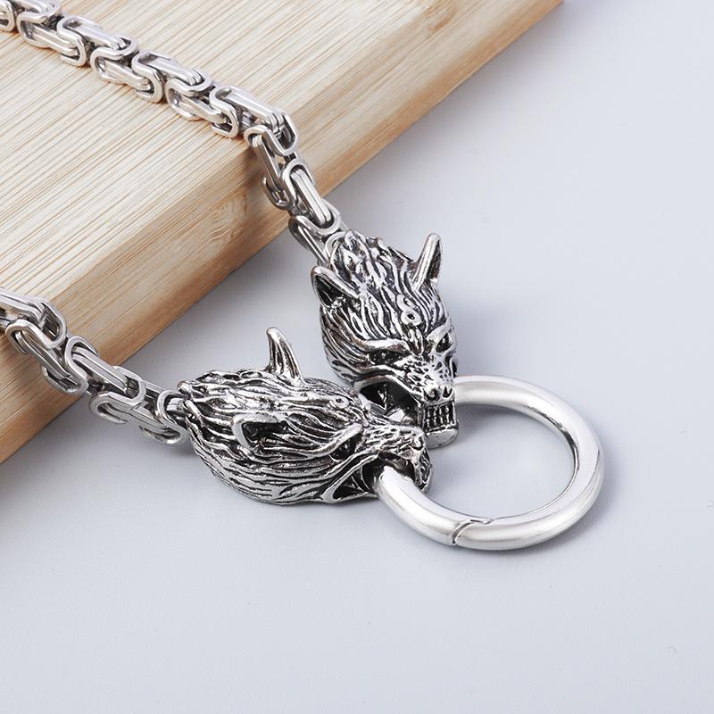 

Мужской кулон из нержавеющей стали в виде боевого топора с кельтским узлом викингов и металлической волчьей головой