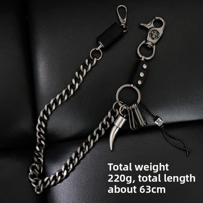 Metal masculin casual cu lanț de pantaloni cool din piele de vacă multistrat, lanț de talie hip-hop hip-hop non-mainstream cu cruce