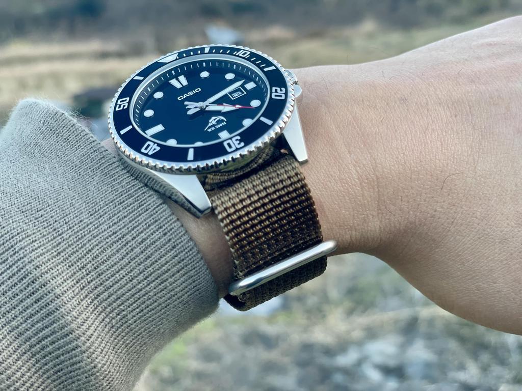 atelierCODEL NATO for the Ultimate Military Nylon and Leather Watch Band Width Khaki Strap, Artisan-Crafted Comfort, (Lug 19mm/20mm, Olive)