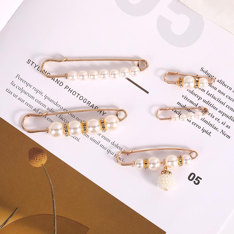 Pearl Waist Cinching Pin Set – Safety Pin Brooch for Women's Clothing