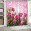Dreamy Love Tulip Shower Curtain - Water-Resistant Polyester, Machine Washable, Artsy Bath Decor For Valentine'S Day, All-Season