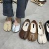 Fashion SUOJIALUN 2025 Autumn Women Flats Ballerina Shoes Fashion Split Toe Flat Ballet Female Casual Slip On Loafer Bot Knot Flats Muje