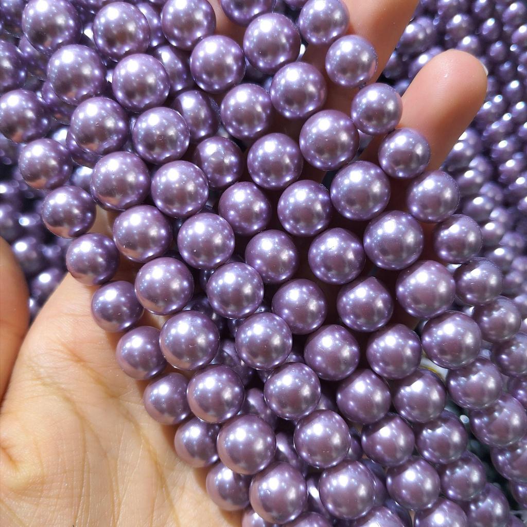 Deep Purple Shell Pearl and Crystal Beaded Necklace DIY Kit