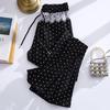 Women's High Waist Polka Dot Wide Leg Pants with Lace Trim - 2025 Spring Collection