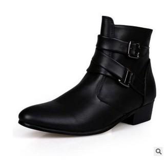 Leather Boots British Business Pointed Men's Shoes Men's High-top Martin Boots Casual Wear-resistant Men's Boots Autumn and Winter Large Size